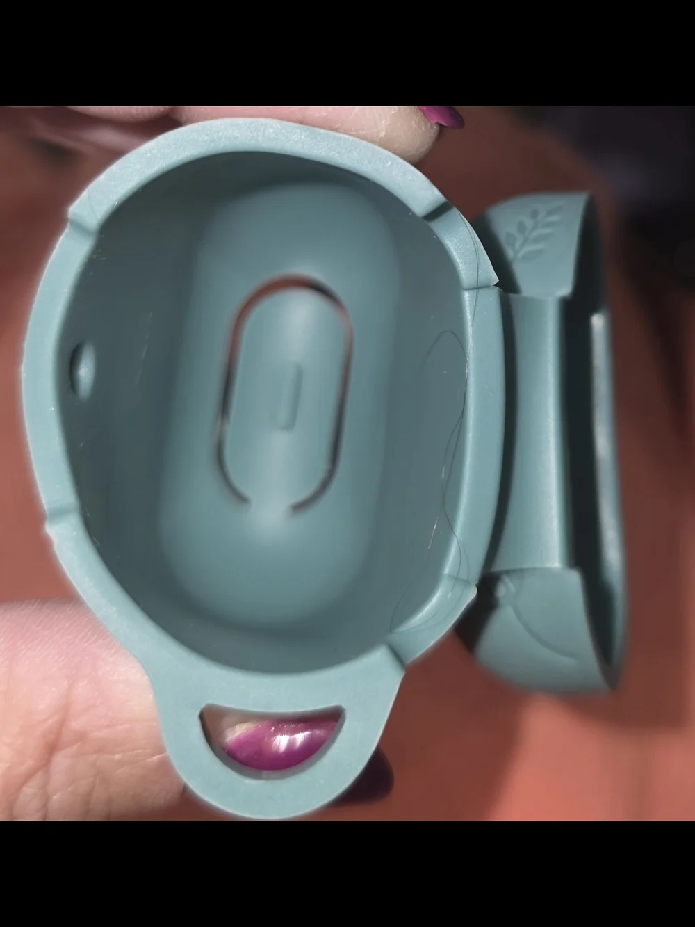 Engraved Silicone Floral Protective Case for Wireless Earbuds - Teal